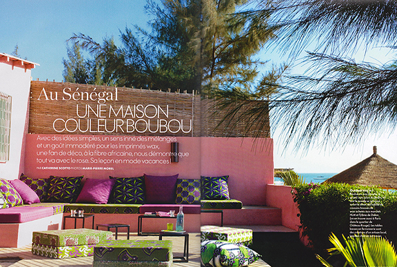 Interior design in house in Senegal from Elle Decor, July / Aug 2011.